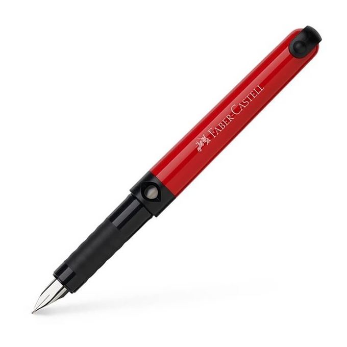 Stilou scolar Faber Castell plus 6 cartuse, model Rosu