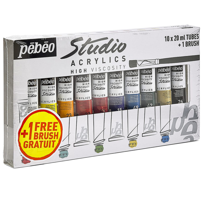 Set 10 culori acrilice, 20ml, Pebeo Studio Acrylics 5