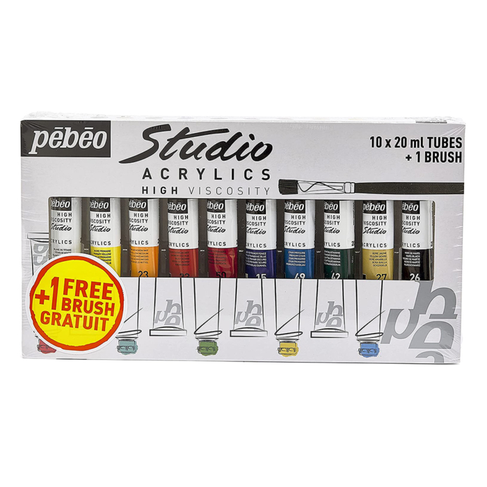 Set 10 culori acrilice, 20ml, Pebeo Studio Acrylics 5