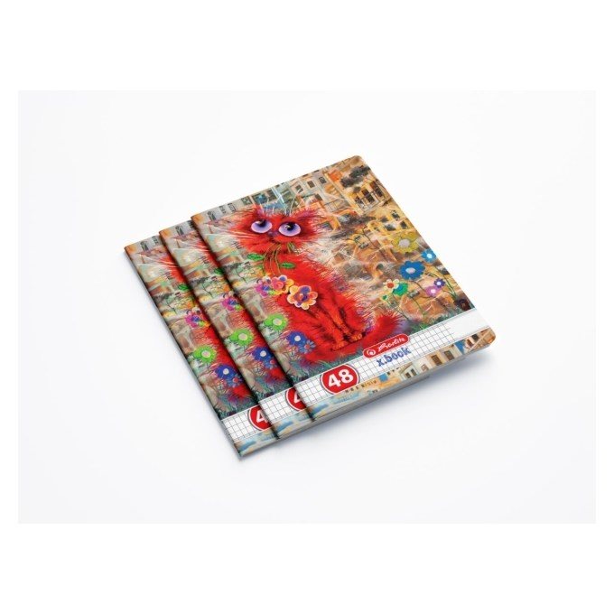 Caiet A5 rosu 48feli, matematica, Herlitz, Crazy Cats - Image 2