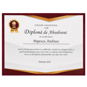 Diplomă din Catifea Personalizată Premium pentru Premiere