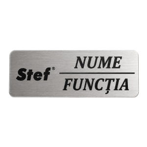 Ecuson Gravat Personalizat cu Prindere Magnetică 6.5 x 2.5 cm - Argintiu
