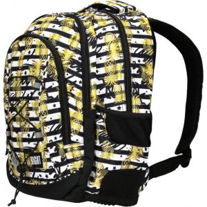 Ghiozdan St.Majewski St.Right Tropical Party Ananas, 41cm, 3 compartimente, 2 buzunare, negru cu galben, BP-01 / 21802