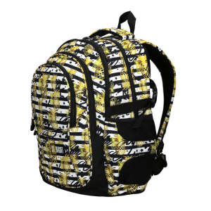 Ghiozdan St.Majewski St.Right Tropical Party Ananas, 43cm, 4 compartimente, 2 buzunare, negru cu galben, BP-32 / 641190