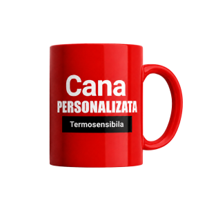Cană termo roșie personalizată