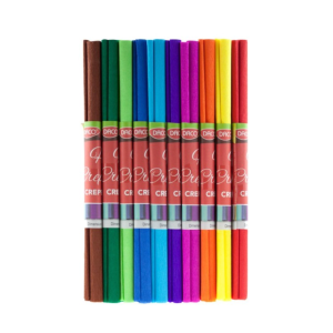 Set hârtie creponată asortată HC101, 10 culori, 25 cm x 2 m, DACO
