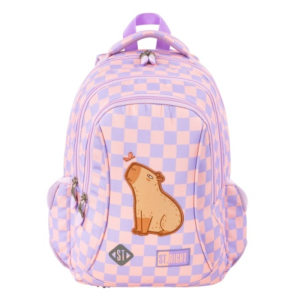 Ghiozdan școlar St.Right BP26 Chill Capybara, 3 compartimente, ergonomic, impermeabil, 20 L, 39 × 27 × 17 cm