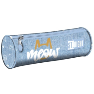 Penar borsetă cilindric St.Right PU01 Meow Mood, 1 compartiment, cu fermoar, 21 × 7,5 cm