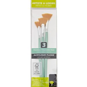 Set 3 pensule evantai din par sintetic cu fibre aurii, Pebeo 952307