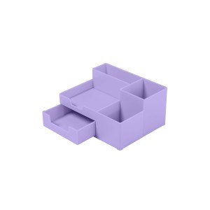 Suport de birou din plastic ECADA 95105 cu 5 compartimente, diverse culori