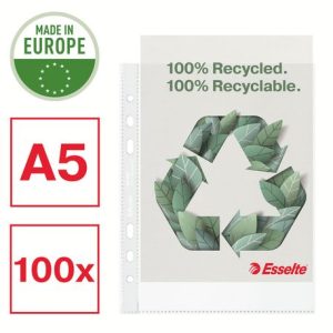 Folie de protectie Esselte Recycled PP reciclat A5 70 mic 100 buc/cutie standard, ESS627495