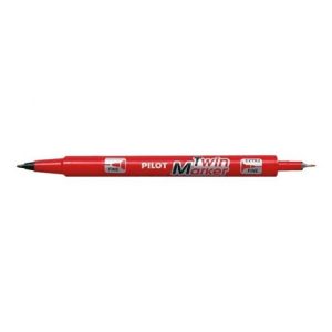 Marker permanent Pilot Twin Begreen  0.4 mm varf rotund rosu