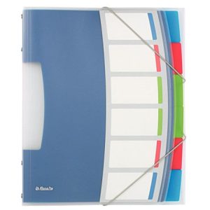 Mapa plastic A4 cu elastic 6 separatoare albastru Esselte Vivida, ESS624029