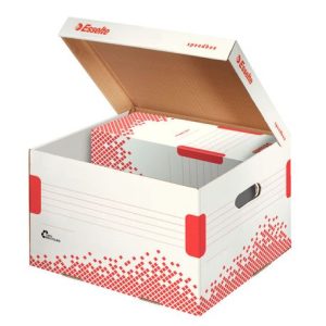 Cutie depozitare cu capac carton reciclat si reciclabil cu capac alb Esselte Speedbox, ESS623912