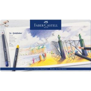 Creioane colorate 36 culori gold Faber-Castell cut metal Faber-Castell