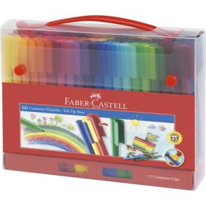 Carioci 60 culori Faber-Castell cu conectori cadou