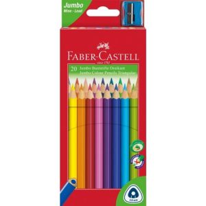 Creioane colorate jumbo 20 culori + ascutitoare Faber-Castell
