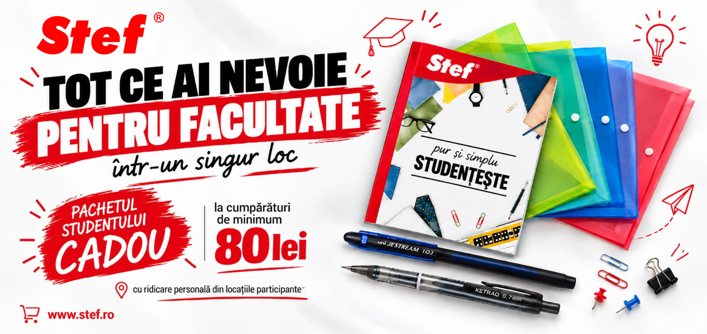 Tot ce ai nevoie pentru facultate, într-un singur loc, cu Pachetul Studentului cadou